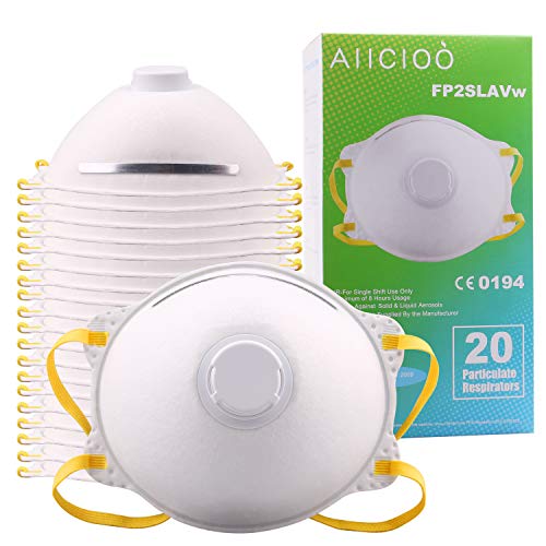 20 X Mascarillas Antipolvere con Valvola, EN 149 FFP2 Mascarillas Desechables contro Particelle/Polvere/PM 2.5/Pollen/Batterica Qualità Permanente Utilizzare in Casa/All'aperto (20...