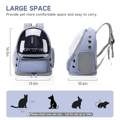 Image of Cat Backpack Carrier Expandable Pet Carrier Backpack for Small Medium Cats Fit Up to 18 Lbs, Foldable Puppy Backpack Carrier for Travel, Hiking (Blue, 11L x 16.5W x 13.4H)