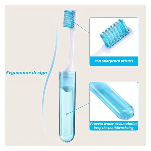 Cepillo de dientes plegable de viaje portátil con filamentos suaves para higiene exterior rosa 6