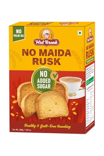 Image of MidBreak No Added Sugar Rusk 200g * Pack of 1 | Elaichi Flavoured Crispy Toast | Handmade Eggless Healthy Tea-Time Snack