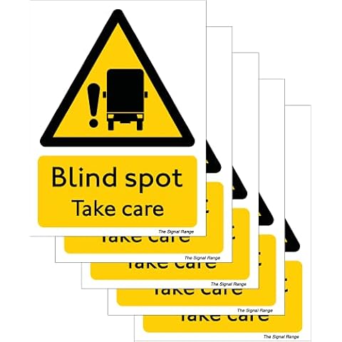 Pack of 5 self adhesive safety signs 135mm x 180mm - Blind spot take care Cover