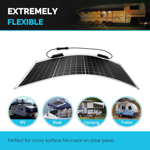 Renogy Flexible Solar Panel 50 Watt 12 Volt Monocrystalline Ultra-Flexible Bendable Mono Off-Grid Charger for Marine RV Cabin Van Car Boat Curve Surfaces by Renogy - Image 2