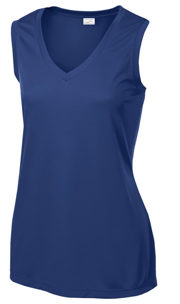 Joe's USA Ladies Sleeveless Athletic Tee Shirt. Sizes XS-4XL True Royal