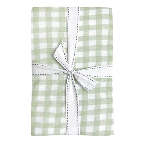 Butterblu Frankie Fitted Crib Sheet 100% Organic Cotton for Baby & Toddler Mattress, Breathable for Boys & Girls, Sage Check, One Size