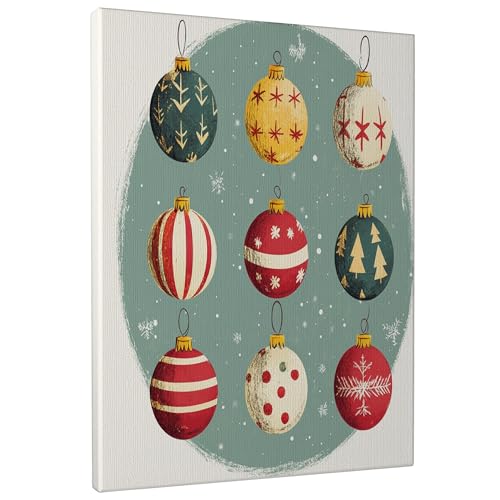 Toile décorative vintage boules de Noël grande décoration murale chic
