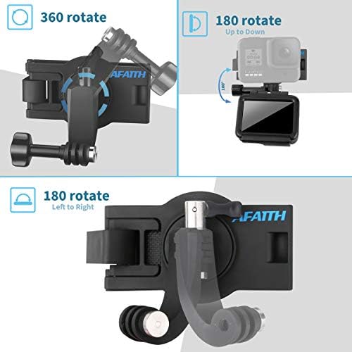 AFAITH Backpack Strap Mount for GoPro, 360° Rotating Adjustable Backpack Shoulder Strap Mount for GoPro Hero 11/10/9/8/7/6/5/4/3+, Insta 360 One R, OSMO Action, Xiaoyi 4K and Most Action Cameras