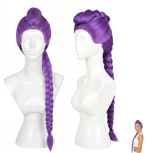 Peluca Rumi Kpop, Pelucas Largas Trenzadas Moradas, Peluca de Cosplay de Anime, para Halloween y Carnaval, para Accesorios de Cosplay