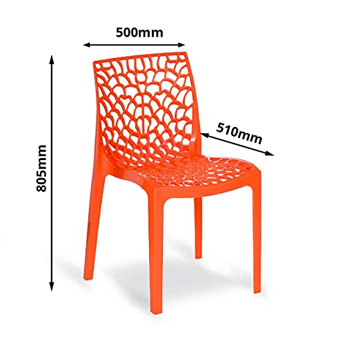 Image of Binani Web Designer Plastic Chair for Home, Office and Restaurant and Cafe|Armless Chair for Dining Room| Heavy Duty Outdoor Plastic Chair | Designer Balcony Chair (4, Orange)