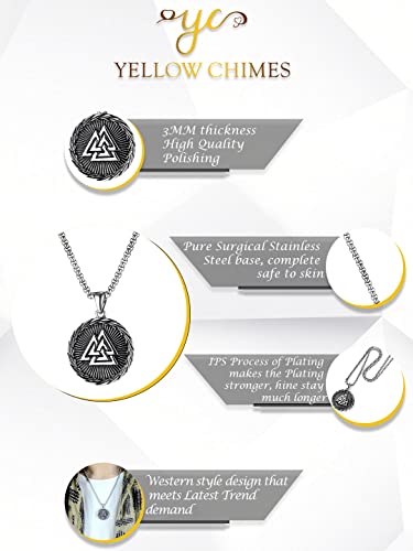Image of Yellow Chimes Chain Pendant for Men Fashion Black Silver Pendants For Men |Shaped Pendant Necklace | Stainless Steel Chain for Men | Accessories for Men | Birthday Gift for Men & Boys