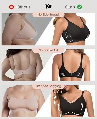 Image of LXOXL Wireless Bras for Women No Underwire Seamless Push Up Full Coverage Everyday Bra Comfortable Supportive Tshirt Bralette