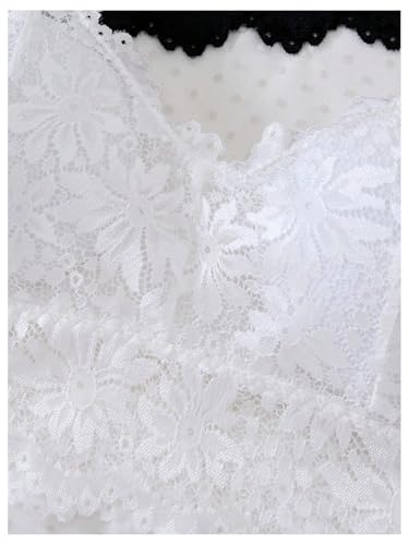 OYOANGLE Girl's 2 Pack Floral Lace Bralette V Neck Scallop Trim Padded Cami Training Bras4