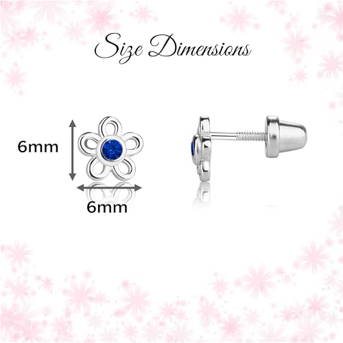 Cherished Moments Girls' Sterling Silver CZ Simulated Birthstone Daisy Earrings with Screw Back (6mm)4