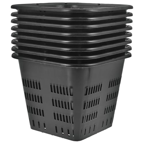 Hydroponics Net Pots, 8Pcs Slotted Mesh Net Cups, Plastic Hydroponic Square Planting Bucket for Indoor and Balcony
