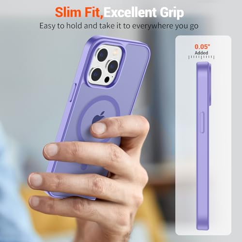 Image of SUPFINE Magnetic for iPhone 13 Pro Case (Compatible with MagSafe) (Military Grade Drop Protection) Translucent Matte Shockproof with Anti-Fingerprint Phone Case,Purple