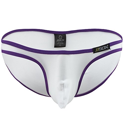 Feeshow Sexy Men's Mesh Pouch Bikini Swim Briefs Soft Smooth Underwear Swimwear (White, Xl) #TOP2