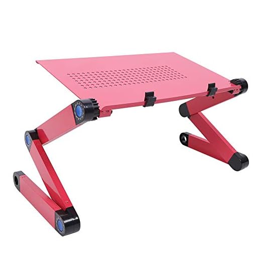 Fällbart bärbart skrivbord, bärbart bärbart bord för bäddsoffa Bärbart bärbart skrivbord för arbetsbord i aluminiumlegering (rosa)