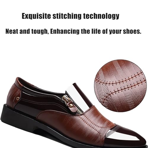 Men's Patent Leather Slip-on Dress Shoes,Fashion Pointed Toe Zipper Business Tuxedo Shoes,Classic Formal Oxford Loafers4