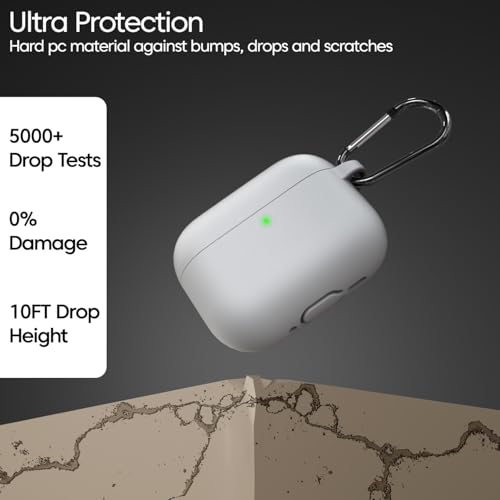 Image of Sounce Earphone Case Cover Compatible with Airpods Pro 3 / 3rd Generation TWS Soft Silicone Skin Case Cover Shock Absorbing Protective Case with Keychain [Front LED Visible] - Grey
