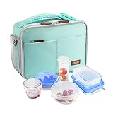 Amsuper Insulated Lunch Bag with FDA Silicone Lids, Durable Lunch Bag Tough & Spacious Adult Lunchbox to Seize Your Day for Travel Office School Lunch Cooler for Girls Boys/Women Men (Mint)