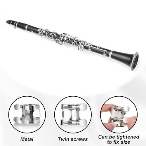 2 Pack Silver Clarinet Ligature B Flat with Adjustable Screws, Silver Bb Clarinet Mouthpiece Ligature, Bb Accessory Ligatures Mouthpiece Ligatures for Clarinets Mouthpieces Woodwinds Instrument