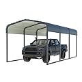 VEIKOU 10' x 15' Carport, Metal Carport with Heavy Duty Galvanized Steel Roof, Upgraded Large Outdoor Carport Canopy, Car Port for Car, Car Shelter & Shade, Grey