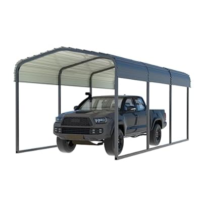 VEIKOU 10' x 15' Carport, Metal Carport with Heavy Duty Galvanized Steel Roof, Upgraded Large Outdoor Carport Canopy, Car Port for Car, Car Shelter & Shade, Grey