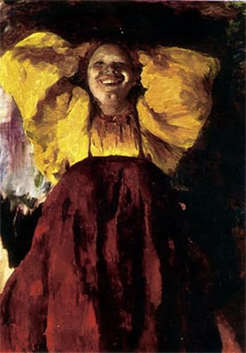 Tableau de Malyavin en jaune pour raviver un salon sombre