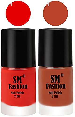 Image of Long Lasting Nail Polish | Nail Paint Combo 7 ml Each) - Set of 2 Fire Orange-Light Coral