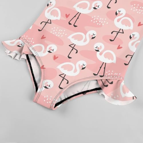 Image of Girls One Piece Swimsuit Cute Alpacas Hearts Stars Ruffles Swimwear Bathing Suits 3-12 Years