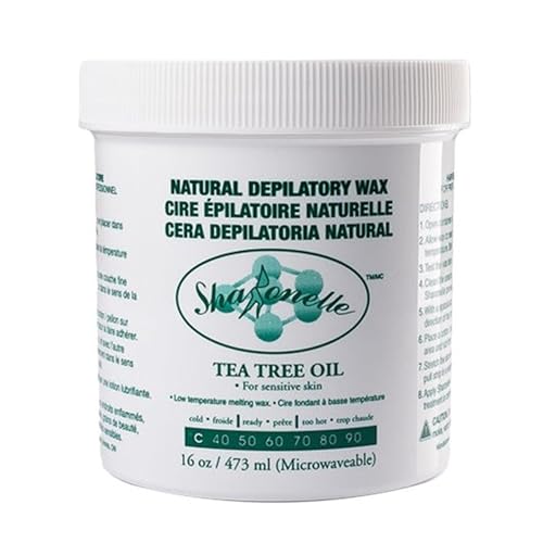 PODOCURE ® - Sharonelle Microwave Natural Depilatory Wax,16 Oz./ 453 gr. Pot - for Sensitive Skin, Home Waxing, Stripless Microwaveable Hot Hair Removal Wax Men Body, Face, Eyebrow, Nose, Ear, Upper Lip, Legs, Underarms, Arm (Tea Tree)