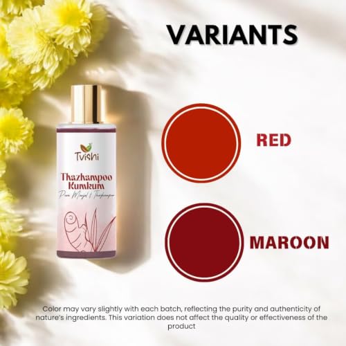 Image of Thazampoo Kumkum | Organic Maroon Bindi Powder for Women | Kumkum for Pooja | Organic Sindoor Powder | Non-Staining Aromatic Formula (maroon, 50 g)