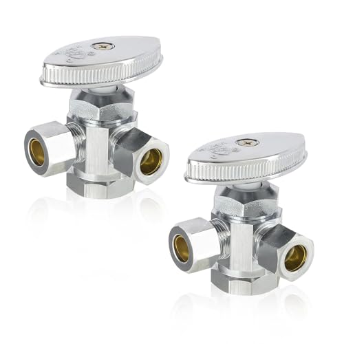 Niikappu 2 Pack Dual Outlet Stop Valves, Chrome Plated Faucet Valve, 1/2