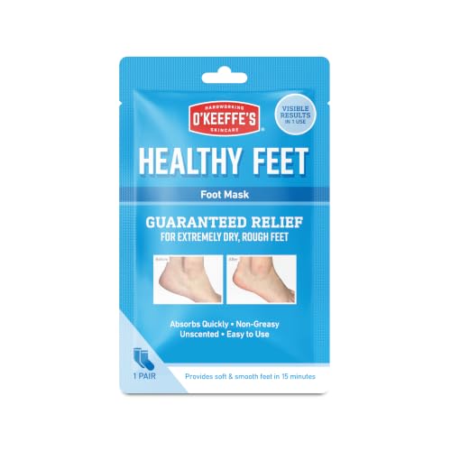 OKeeffes Healthy Feet Foot Mask Intensive Moisturising Sock Treatment for Extremely Dry Rough Feet & Cracked Heels Visible Results in One Use