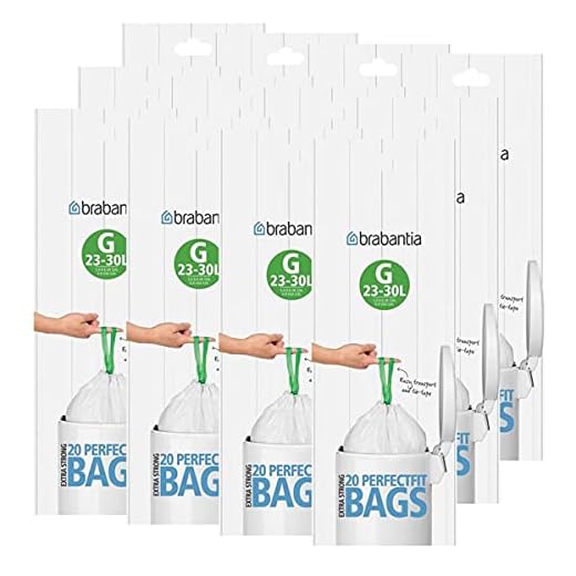 Brabantia Abfallbeutel / Müllbeutel / Mülltüte, Codierung G, 30 l, 12 Rollen á 20 Tüten, zusammen 240 Tüten