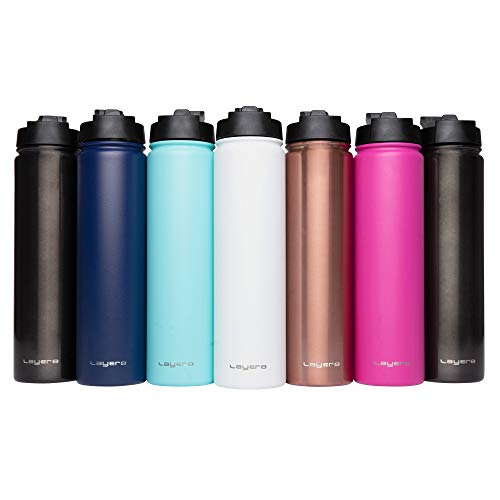 Layer 8 Stainless Steel Portable Water Bottle With Pop Up Straw And Screw On Lid #TOP2