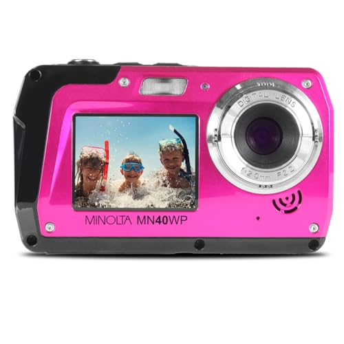 image for Minolta MN40WP 48MP Waterproof Digital Camera – Dual LCD Screens, 2.