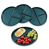 Portion Control Plates 10 Inch (4 Pack) Divided Plate Adults Plastic 3 Compartment Dinner Plate Perf