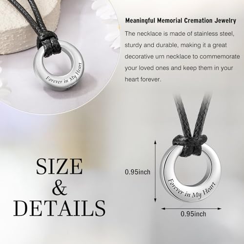 XIUDA Circle of Life Eternity Urn Necklace for Men Women Stainless Steel Cremation Jewelry for Ashes Memorial Pendant Ash Keepsake2