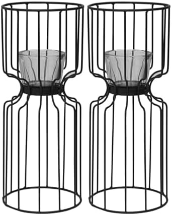 Elements Wire Votive Candle Holder, for Use with Flameless or Wax Candle, Black, 5.12x5.12x12.6 Inch (Pack of 2) image 5
