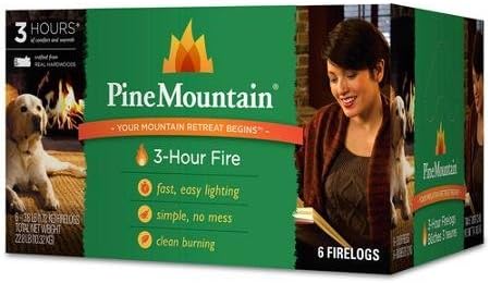Pine Mountain, 3-hour Firelogs, 6-pack Fire Logs Ideal for Campfires or Home Use