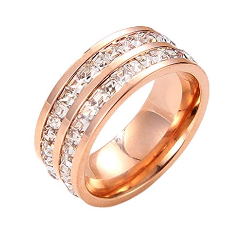 Fattigger Anillo de acero de titanio y titanio de oro rosa, anillo de compromiso y boda