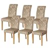 FORCHEER Chair Covers for Dining Chairs Set of 6Velvet Beige Stretch Dining Room Chair Cover Kitchen Parsons Chair Slipcovers Pack of 6 Velvet Beige