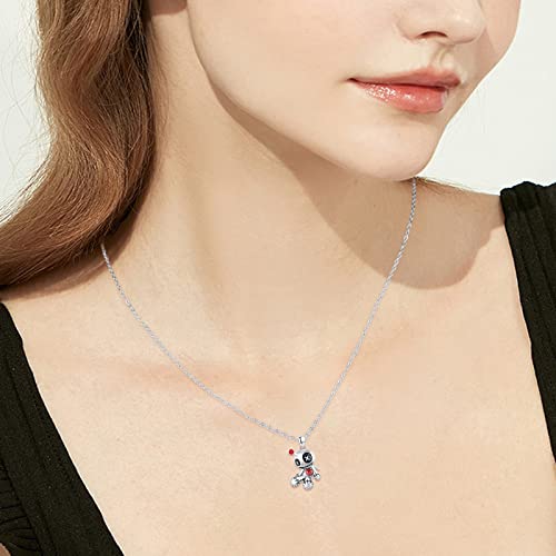 Voodoo Dolls Necklace, Gothic Necklace for Women Sterling Silver Voodoo Pendant Jewelry Halloween Birthday Mother's Day Gift4