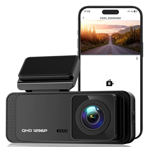 Dash Cam, 1296P Front Dashcam for Cars, Veement V300 WiFi