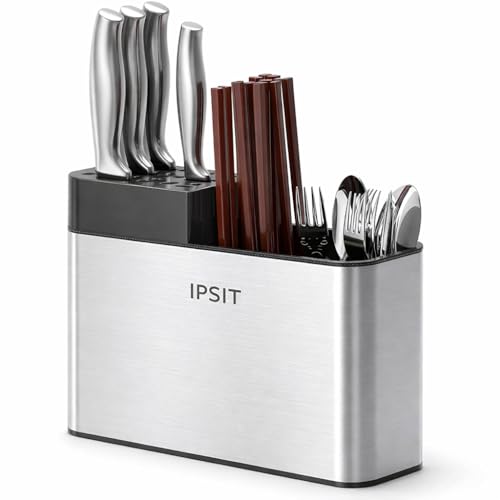 Image of Stainless Steel Spoon Holder & Cutlery Stand for Kitchen | Knife, Spoon, Fork Organizer | Large Utensil & Spatula Holder for Countertop & Dining Table (Knife Cutlery Holder)