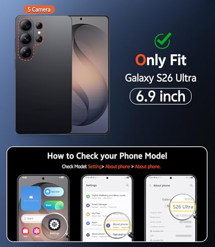 Image of FNTCASE for Samsung Galaxy S26-Ultra Case: Matte Magnetic Translucent Phone Cases with Screen Protector Lens Protection Compatible with Magsafe Rugged Protective Cell Cover (Frosted Black Magnetic)
