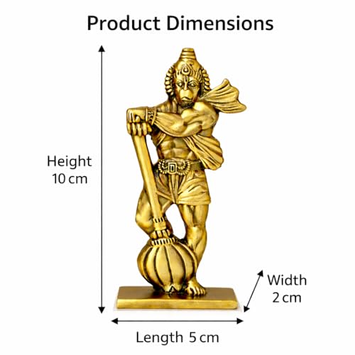 Image of STYSHION SPHERELord Hanuman Bajrang Bahubali Double Sided Metal Idol | Hindu God Murti for Home Temple, Office Desk, Car Dashboard, Pooja & Gifting(Bahubali Hanuman)(Golden)