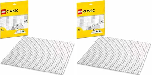 LEGO 11026 Classic La Plaque De Construction Blanche 32x32, Socle de Base pour Construction, Assemblage et Exposition (Lot de 2)