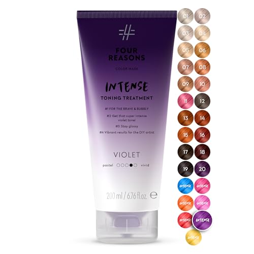 Image of Four Reasons Color Mask INTENSE Violet (27 Colors) - Color Depositing Conditioner - Semi Permanent Purple Hair Dye for Lightened and Colored Hair- 100% Vegan, 6.76 fl oz