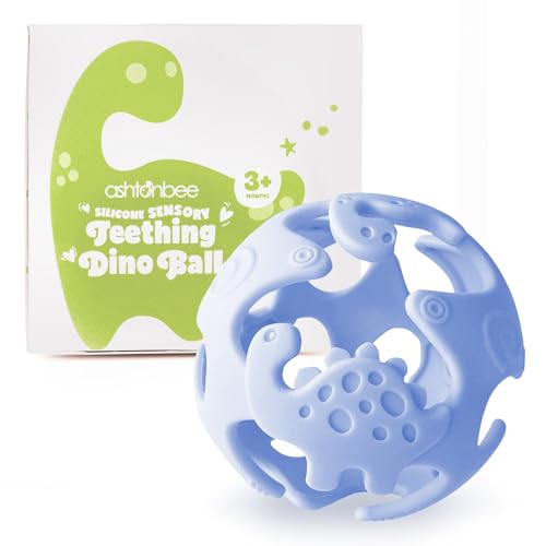 Image of Dinosaur Teething Toys: Lightweight Soft Silicone Sensory Toys - Textured for Babies 0-18 Months - Easy to Clean, BPA-Free - Blueberry Blue